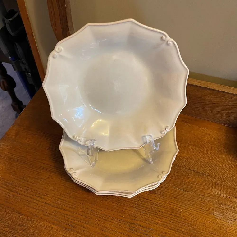 Casafina Casa Stone Vintage Port Cream Portuguese Stoneware Set of 4 Soup Bowls
